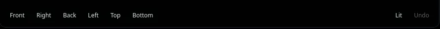 The bar under the viewer with view buttons Front, Right, Back, Left, Top, Bottom and the Lit and Undo buttons