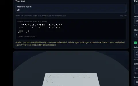 Braille STL Generator result