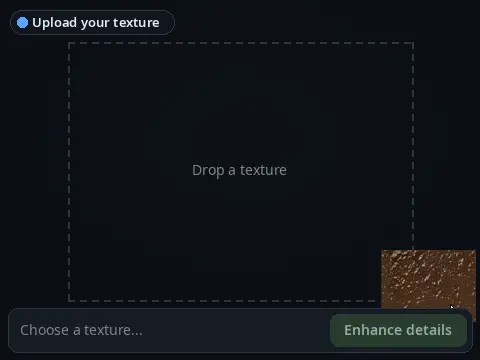 Texture Detail Enhancer: how it works, Original texture to AI detail, colours matched