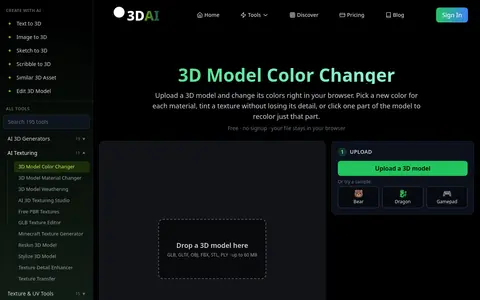 3D Model Color Changer page