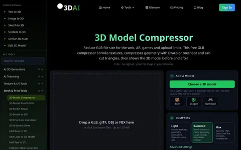 3D Model Compressor page