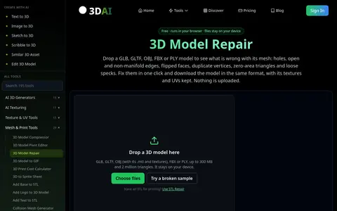 3D Model Repair page