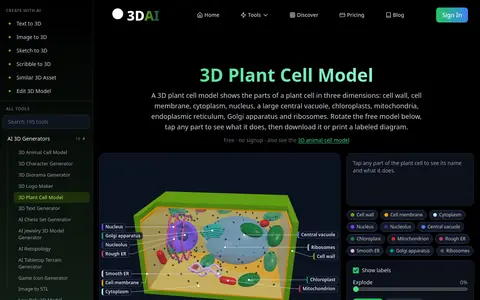 3D Plant Cell Model page
