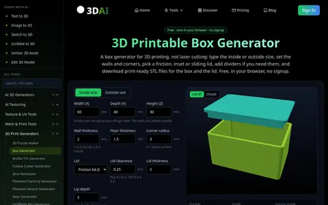 Box Generator page