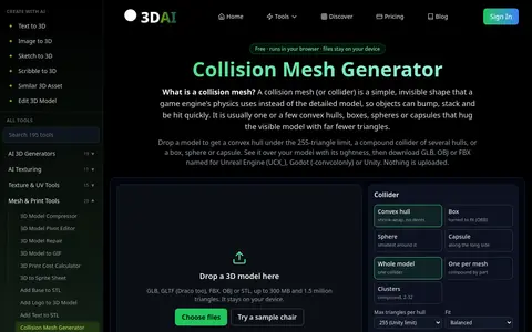 Collision Mesh Generator page