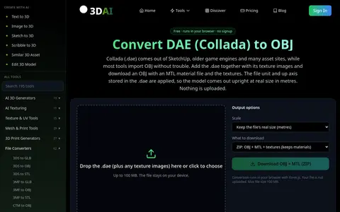 DAE to OBJ page