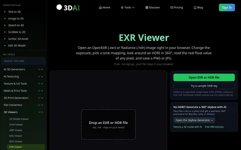EXR Viewer page