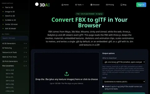 FBX to GLTF page