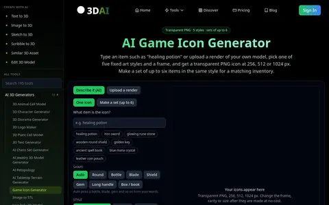 Game Icon Generator page