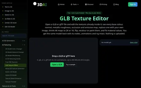 GLB Texture Editor page
