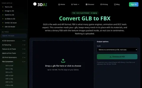 GLB to FBX page