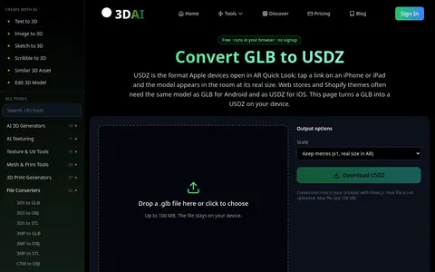 GLB to USDZ page
