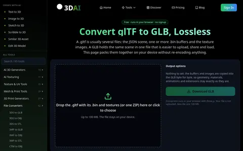 GLTF to GLB page