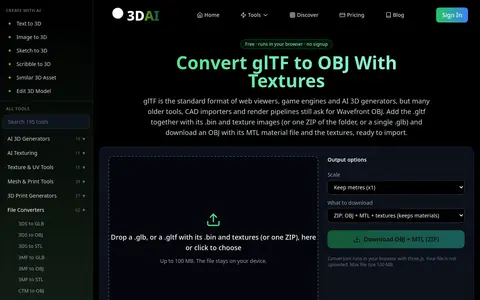 GLTF to OBJ page