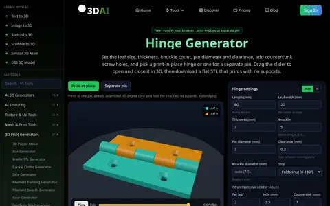 Hinge Generator page