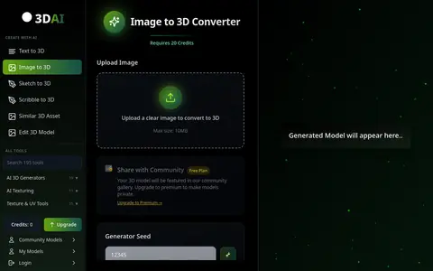 Image to 3D page
