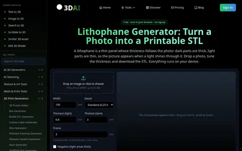 Lithophane Generator page
