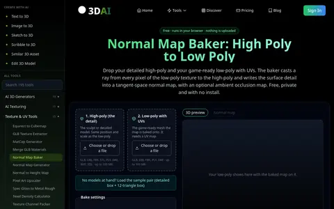 Normal Map Baker page