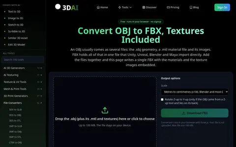 OBJ to FBX page
