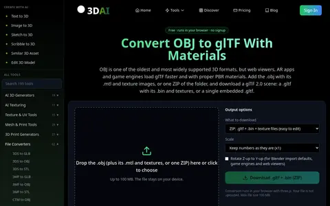 OBJ to GLTF page