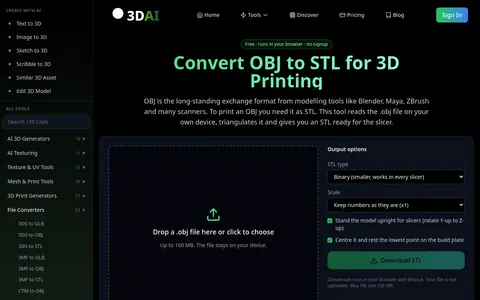 OBJ to STL page