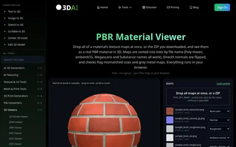PBR Material Viewer page