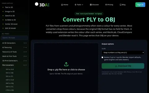 PLY to OBJ page