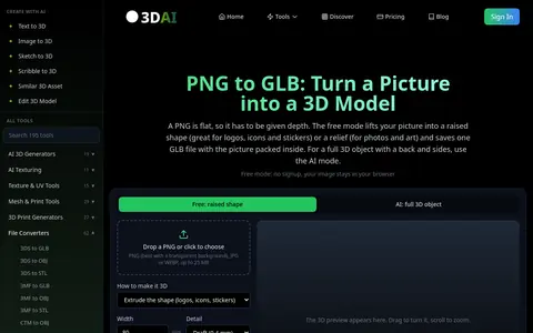 PNG to GLB page