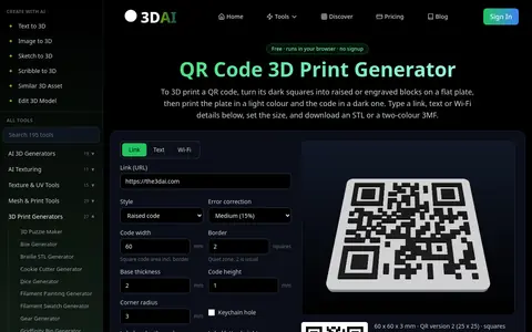 QR Code 3D Print page