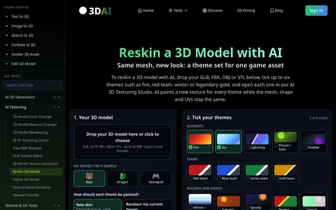 Reskin 3D Model page