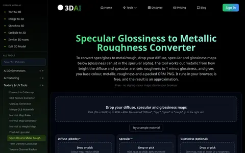 Spec Gloss to Metal Rough page