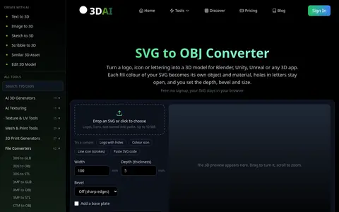 SVG to OBJ page