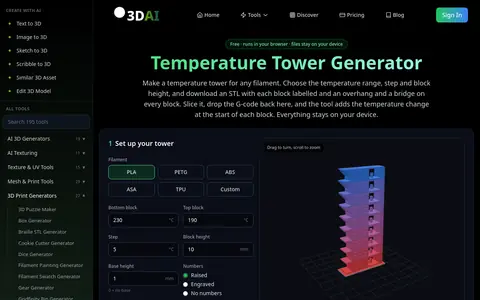 Temperature Tower Generator page
