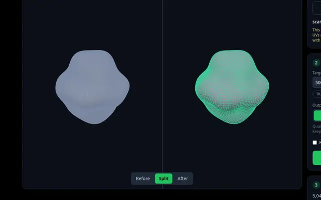 AI Retopology on The3DAI