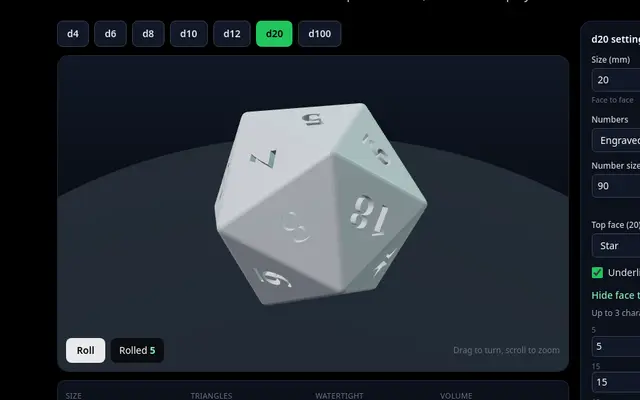 Dice Generator on The3DAI