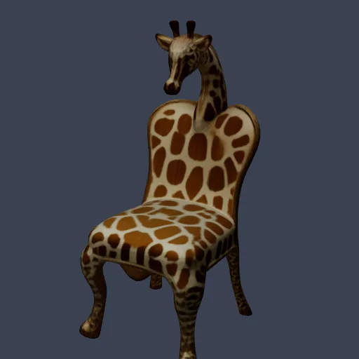 Giraffe print chair, 3D model made from a photo