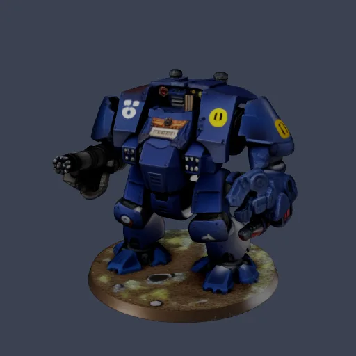 Blue robot mech, 3D model made from a photo