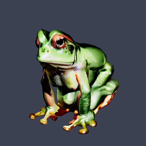 Green frog, 3D model made from a sketch