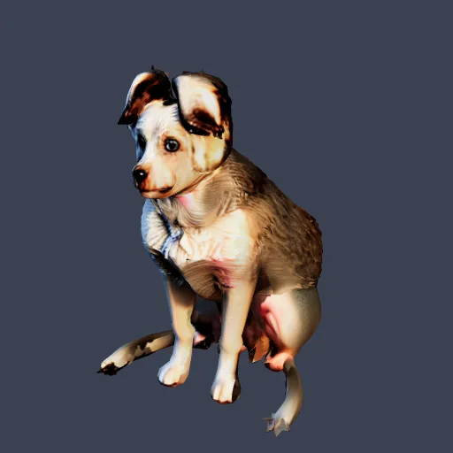 White dog, 3D model made from a sketch