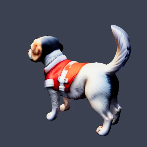 Dog in a Santa outfit, 3D model made from a sketch