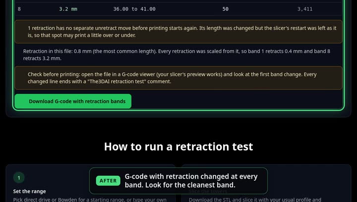 Retraction Test Generator on The3DAI